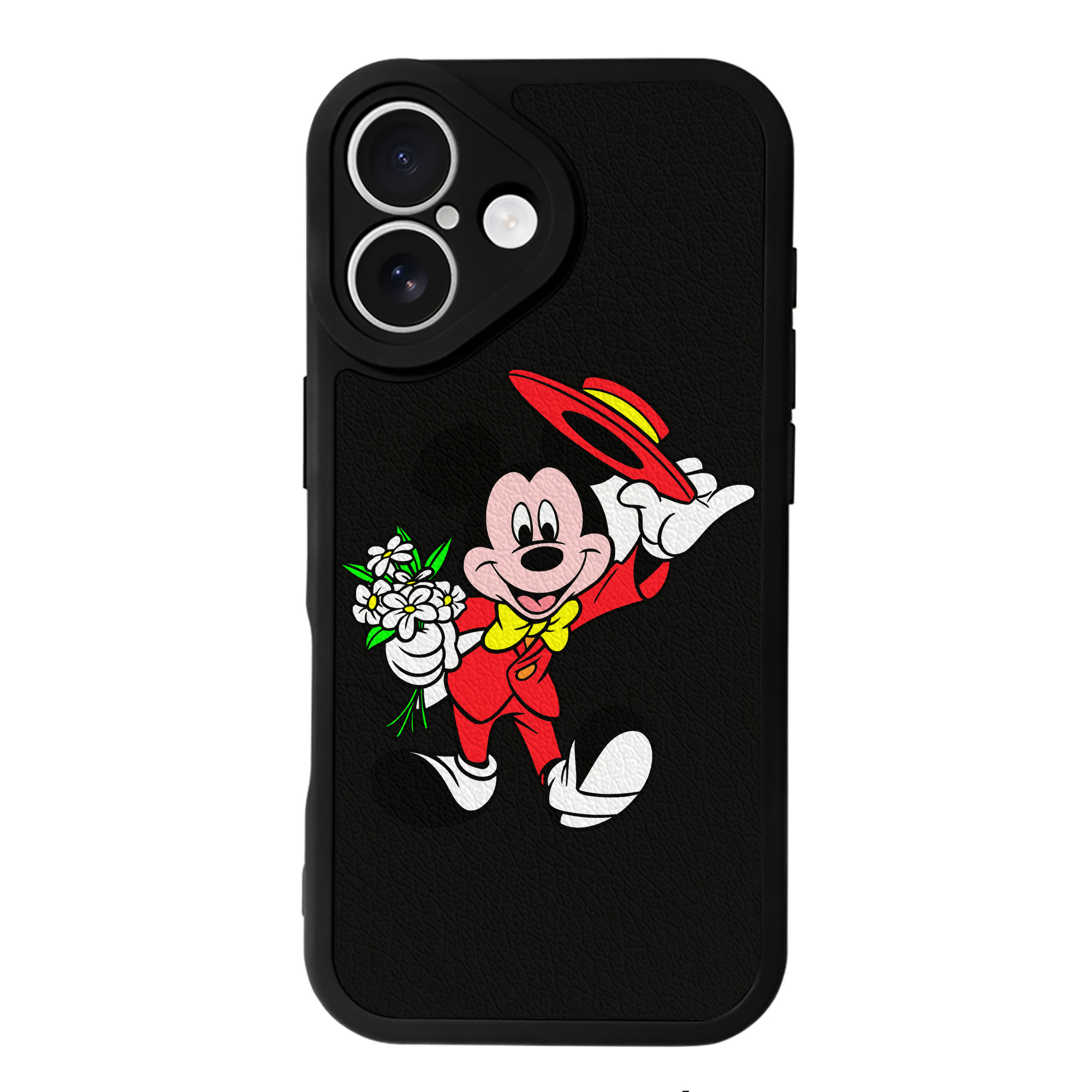 （画像用） ミッキーマウス Mickey Mouse 【iPhone 16シリーズ対応】シリコンスマホケース（レザー調） 材質：シリコン